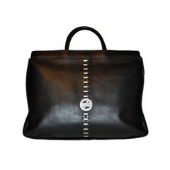 Jean Paul Gaultier black leather tote bag