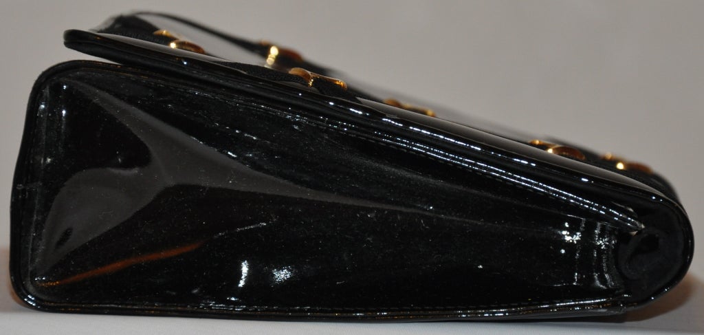 Black Salvador Ferragamo patent-leather clutch/ shoulder bag