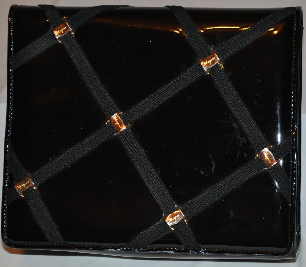 Women's Salvador Ferragamo patent-leather clutch/ shoulder bag