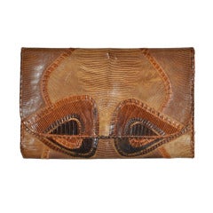 Carlos Falchi lizard patchwork clutch