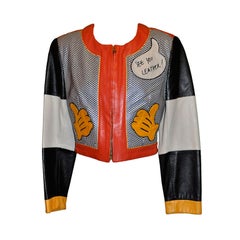 Vintage Moschino "Mickey Mouse" leather crop jacket