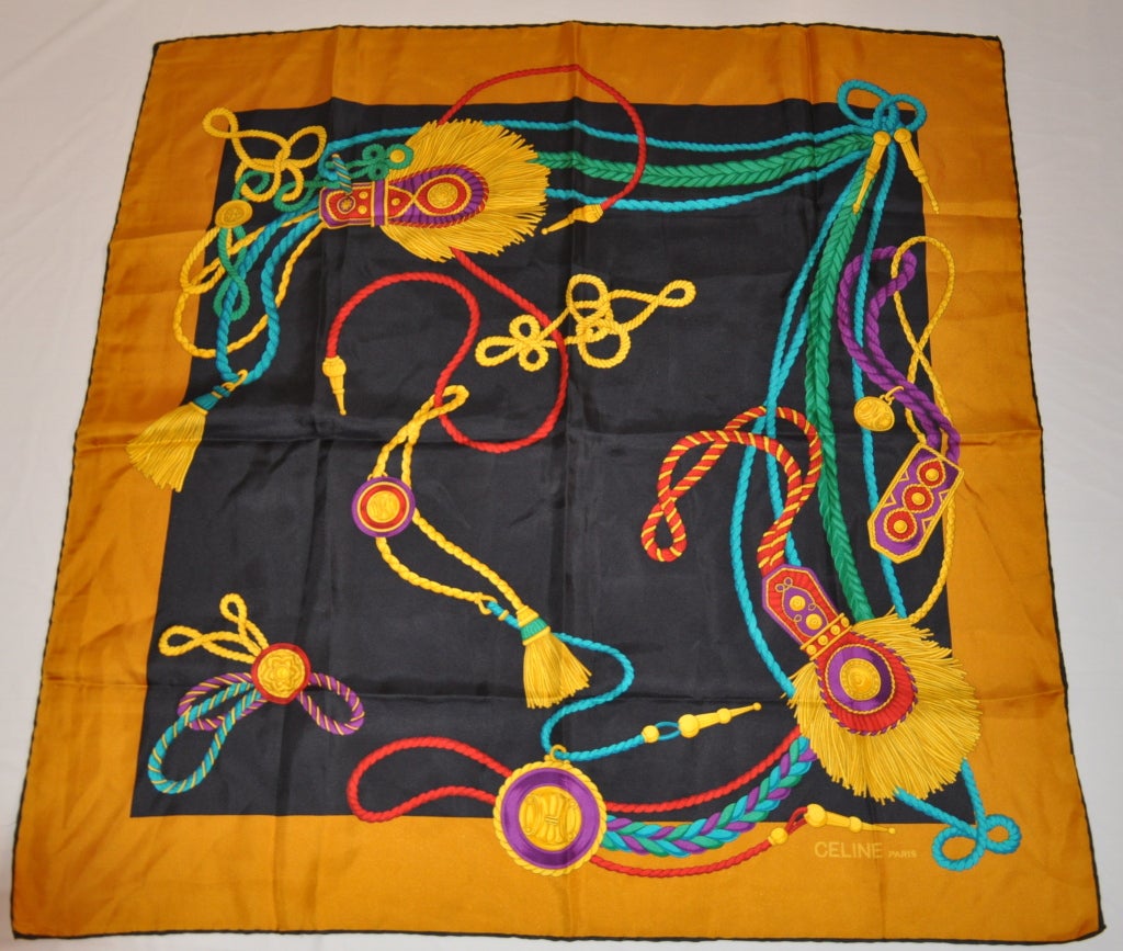 Celine wonderfully detailed silk scarf measures 34