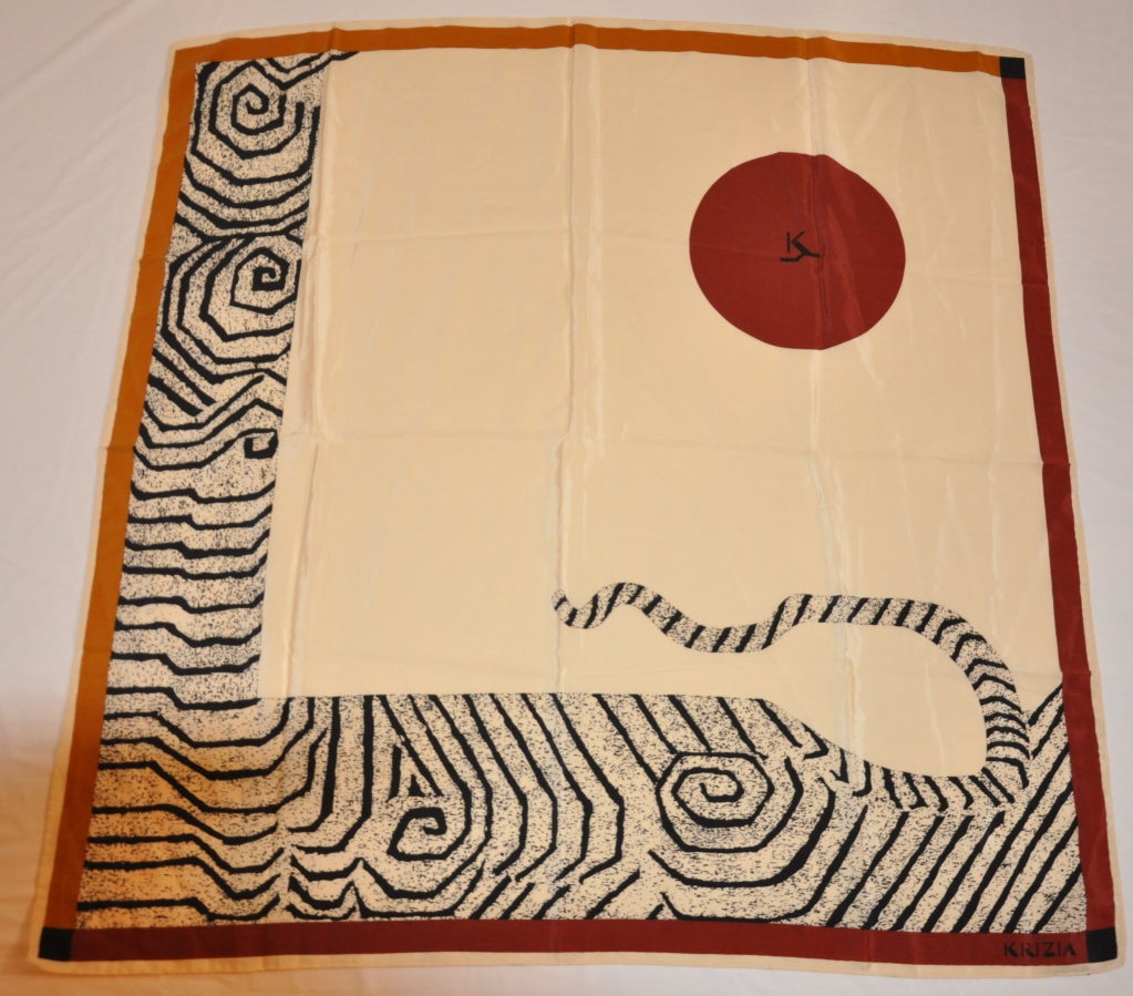 Krizia brown silk "moon" scarf