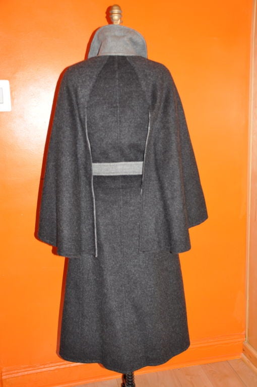 Black Brungnoli, Roma, Double-faced wool-mohair blend coat For Sale