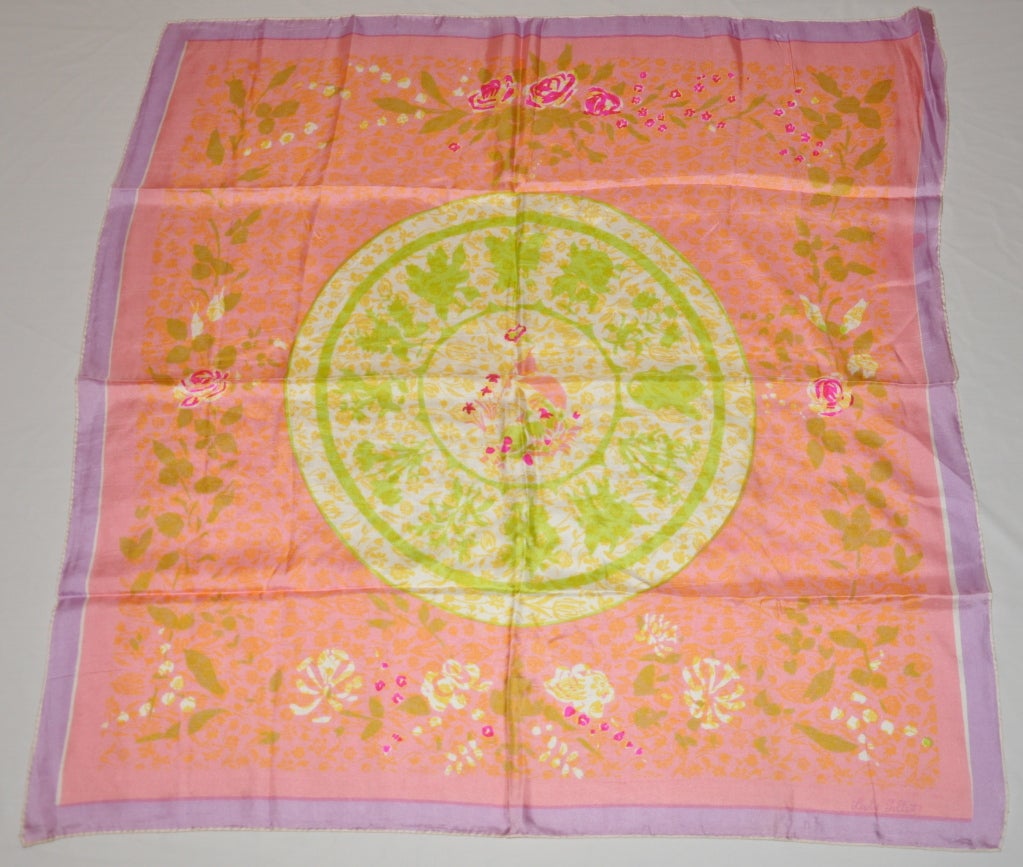 Leslie Gillet silk scarf measures 32