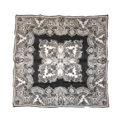 Écharpe en soie Vera noire et blanche à paillettes