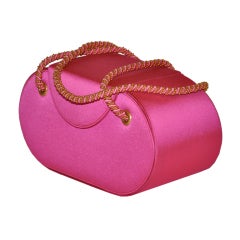 Retro Renaud Pellegrino Fuchsia silk evening bag with gold hardware