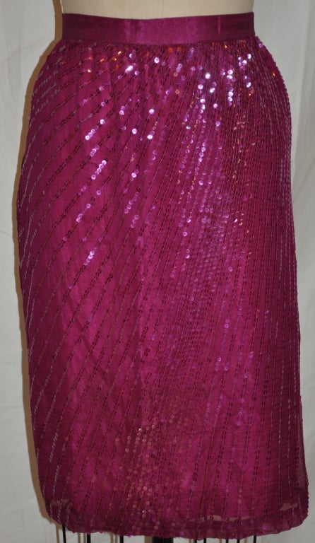 Deep-violet chiffon skirt is sequin with a 