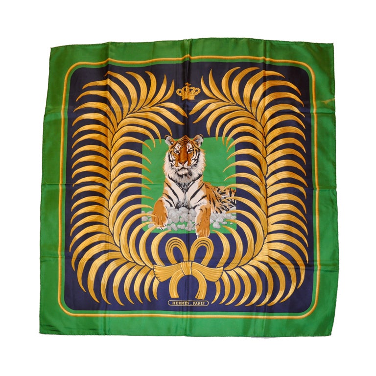 Hermes "Tiger in the Woods" silk scarf