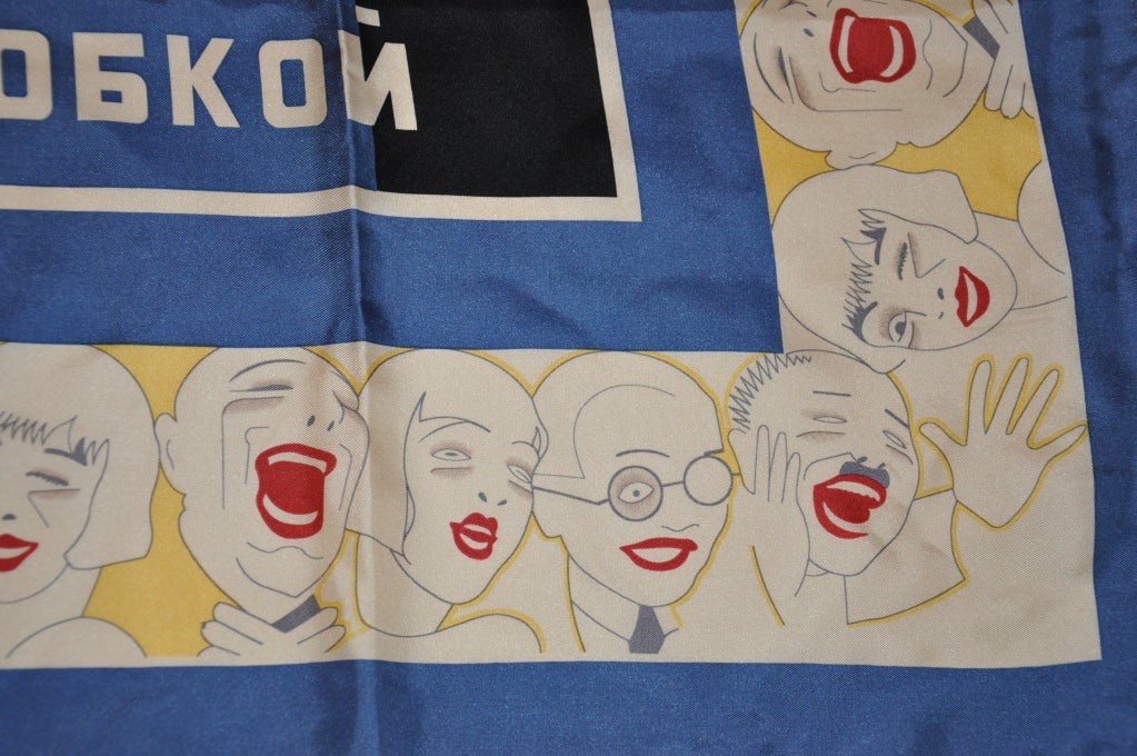 Comedy silk scarf For Sale 4