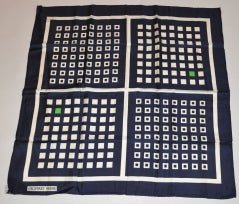 Geoffrey Beene Abstract navy & white scarf