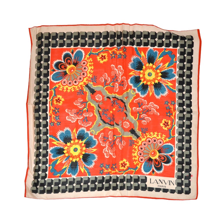 Lanvin multi-color floral print silk scarf For Sale