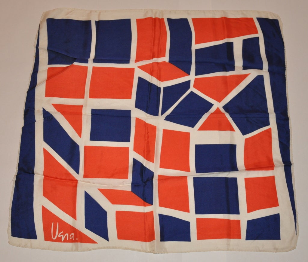 Vera Bold Abstract print silk scarf measures 27