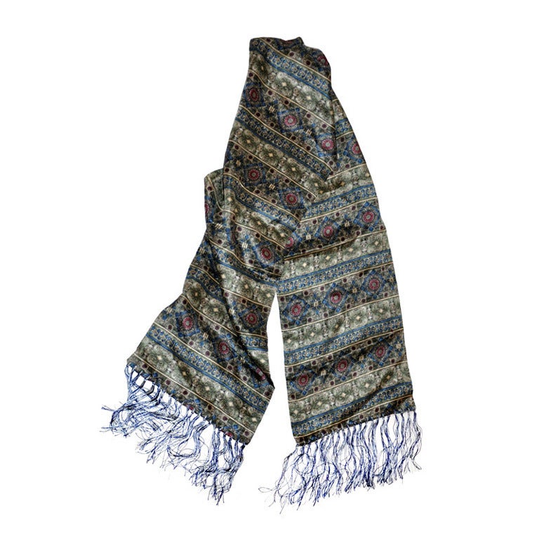 Men&#39;s Multi-Patterned Silk Scarf with Tassels. For Sale at 1stdibs