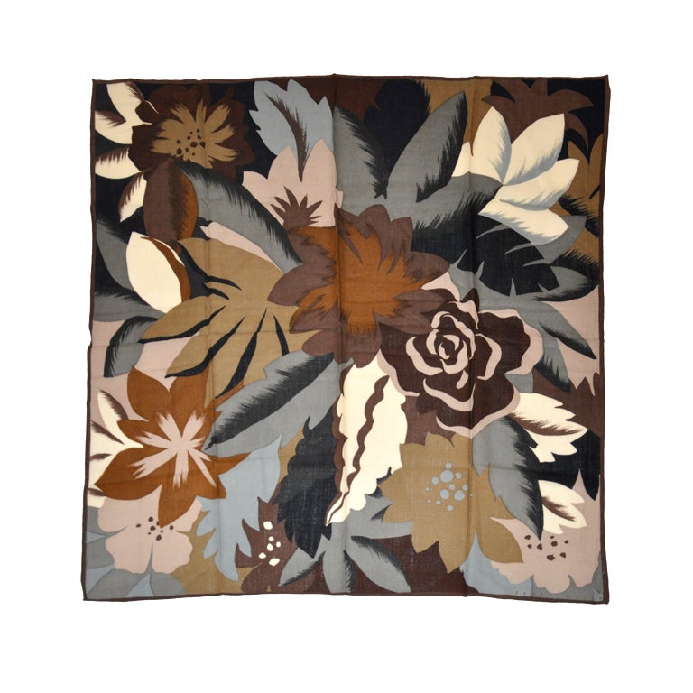 Perry Ellis multicolor floral challis scarf For Sale