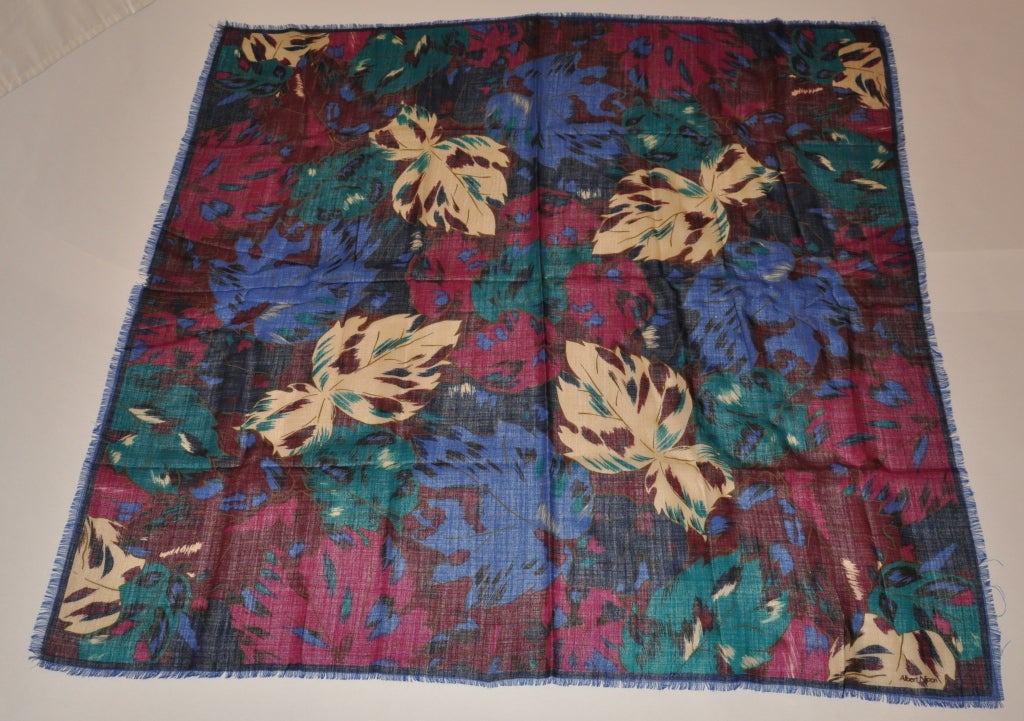 Albert Nipon floral print wool challis scarf measures 43