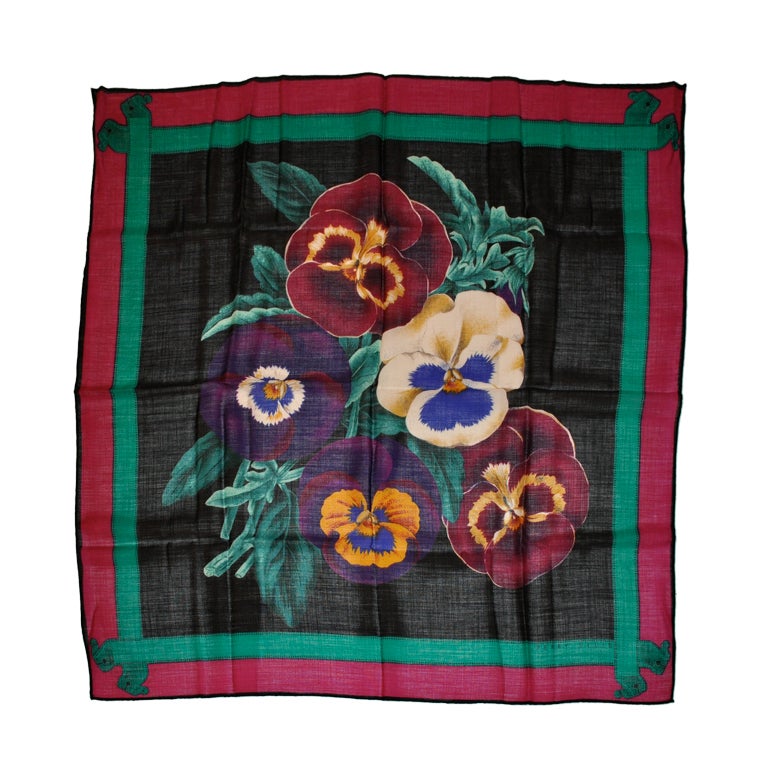 Perry Ellis floral print challis scarf For Sale
