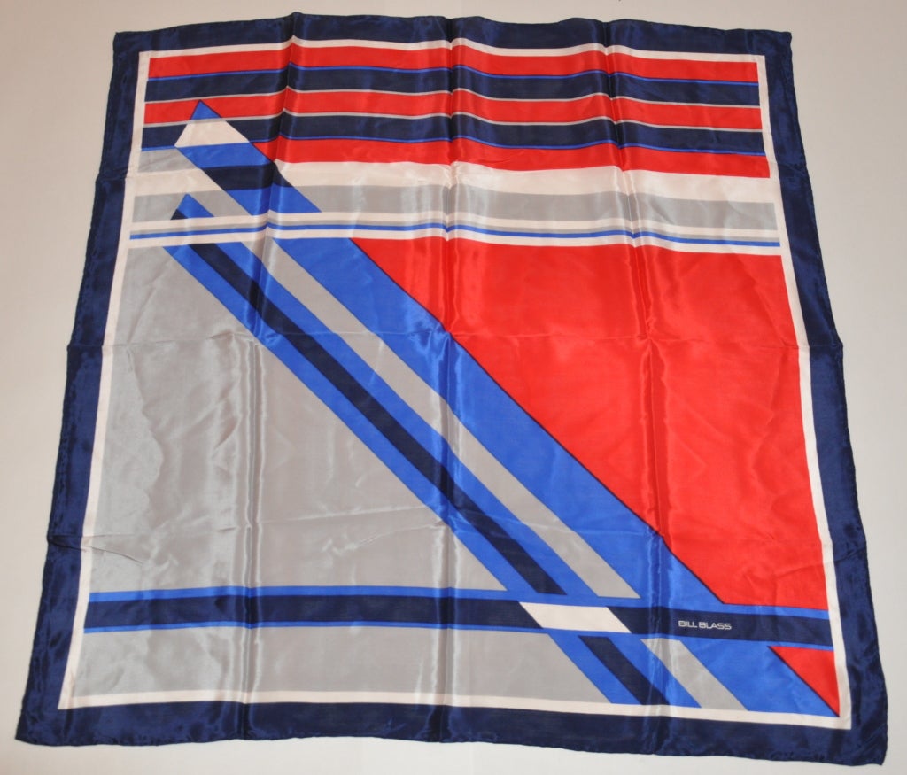 Bill Blass Abstract silk scarf For Sale at 1stDibs