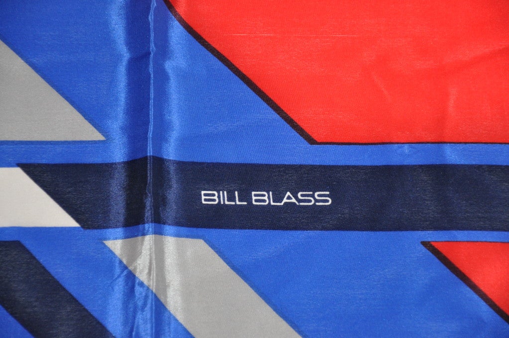 Brown Bill Blass Abstract silk scarf For Sale