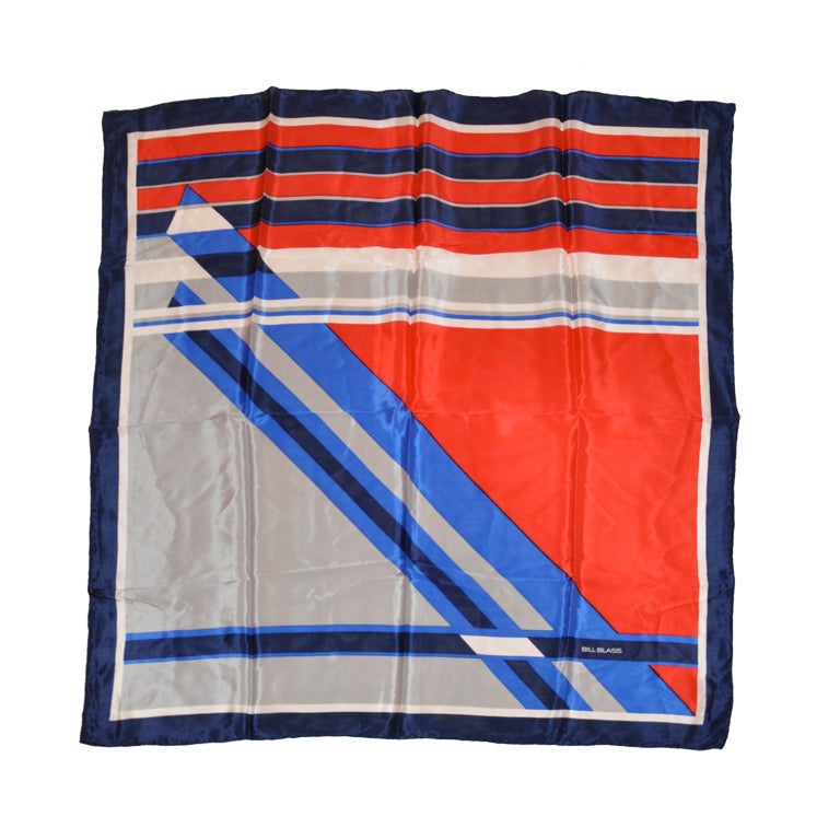 Bill Blass Abstract silk scarf For Sale