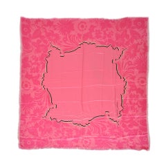 Charles Jourdan Huge Fuchsia & Black Silk Crepe de Chine Scarf