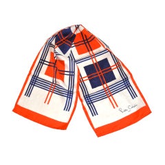 Écharpe en soie rouge, blanche et bleue Pierre Cardin