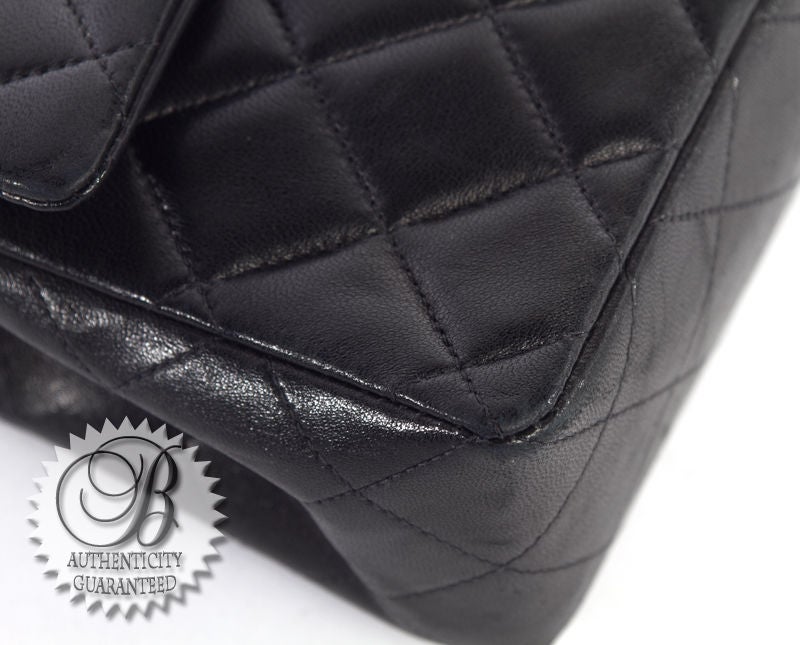 CHANEL Black Lambskin Mini Flap Long Chain Bag 2