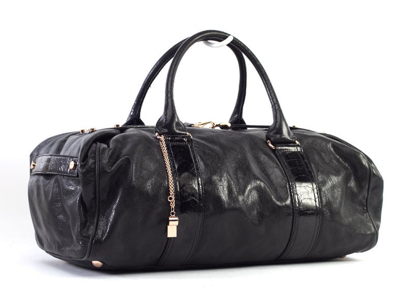 BALENCIAGA Black Leather with Python Whistle Bag