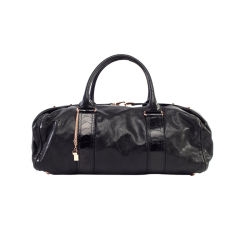 BALENCIAGA Black Leather with Python Whistle Bag