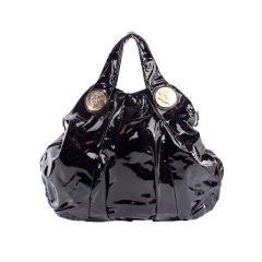 GUCCI Black Patent Leather Hysteria Large Bag