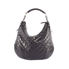 BURBERRY Prorsum Black Leather Quilted Large Hobo Bag