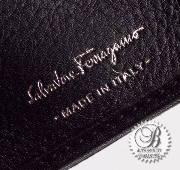 FERRAGAMO Black Eel Skin Leather Wallet $995 New 2