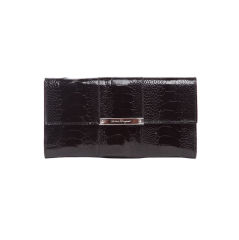 FERRAGAMO Black Eel Skin Leather Wallet $995 New