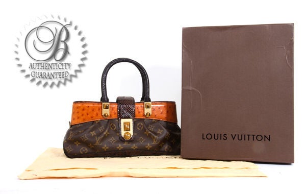 Louis Vuitton Python & Ostrich-Trimmed Monogram Macha Waltz Handle Bag