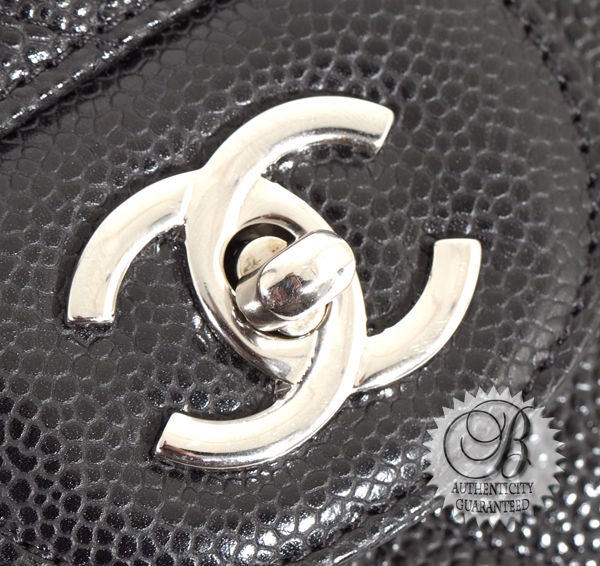 CHANEL Black Quilted Caviar Leather Maxi Jumbo Double Flap Bag 3