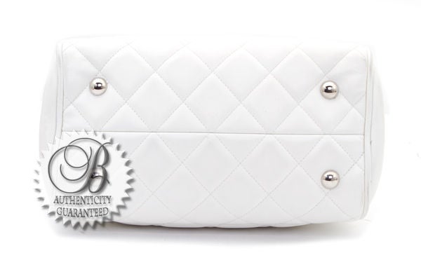 CHANEL White Lambskin Quilted Timeless Tote Bag Bijoux Chain For Sale 2