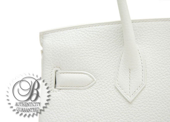 Women's HERMES 30cm White Gris Perle Sanguine Lizard Togo CLUB Birkin