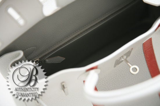 HERMES 30cm White Gris Perle Sanguine Lizard Togo CLUB Birkin 2