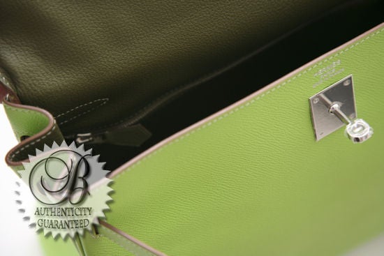 HERMES Kiwi Lichen Interior Epsom Leather PHW 35cm Kelly Bag New 2