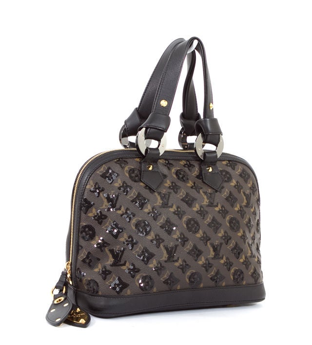 LOUIS VUITTON Monogram Eclipse Alma Black Sequin Bag LTD ED