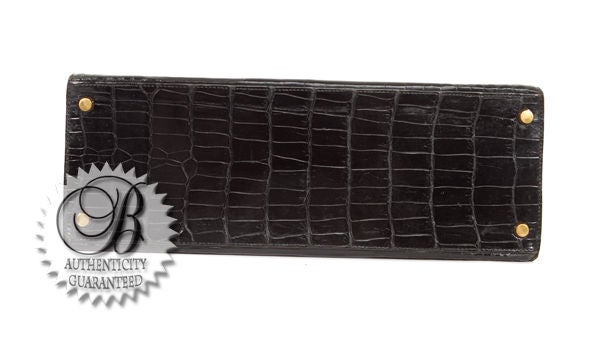 DUPLICATE HERMES Rare Black Crocodile GHW 32 cm Kelly Bag 1