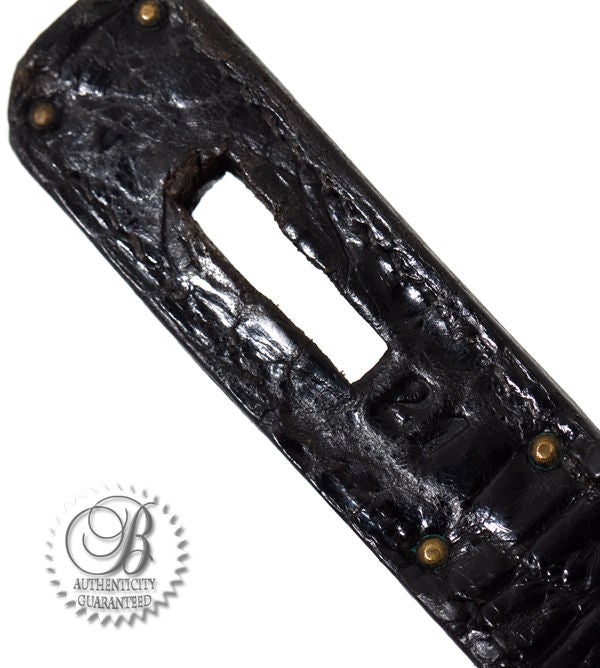 DUPLICATE HERMES Rare Black Crocodile GHW 32 cm Kelly Bag 6
