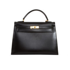 HERMES Black Box Kelly 32 cm Veau Bag GHW