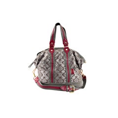 LOUIS VUITTON Large Gray Red Brocade AVIATOR Limited Edition Bag