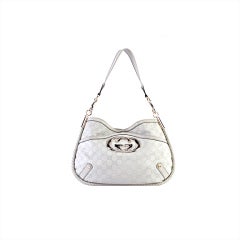 GUCCI Ivory Guccissima Leather Britt Large Hobo Bag