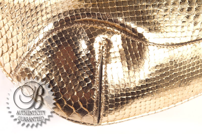 GUCCI Copper Python Peggy Bamboo Top Handle Bag New For Sale 2