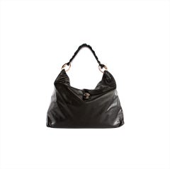 GUCCI Large Black Leather SABRINA Shoulder Tote Bag