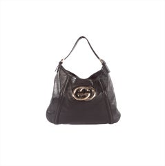 GUCCI Black Smooth Soft Leather Britt Hobo Shoulder Bag