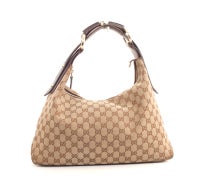 GUCCI Monogram GG Horsebit Hobo Medium Shoulder Bag