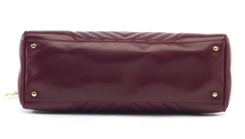 Women's Chanel Burgundy Lamb Chevron Boston Speedy Bag Rare